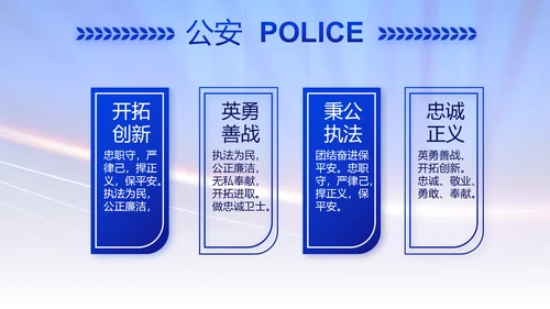 蓝色大气公安警察演讲动态PPT模板