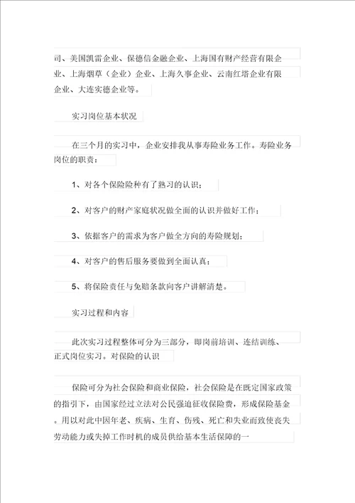 保险公司实习报告新编