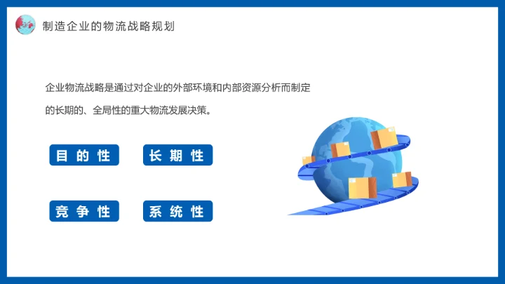蓝色物流战略规划航空物流动态PPT模板