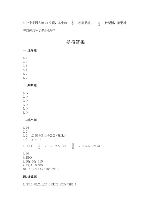 人教版六年级上册数学期末测试卷含答案【精练】.docx