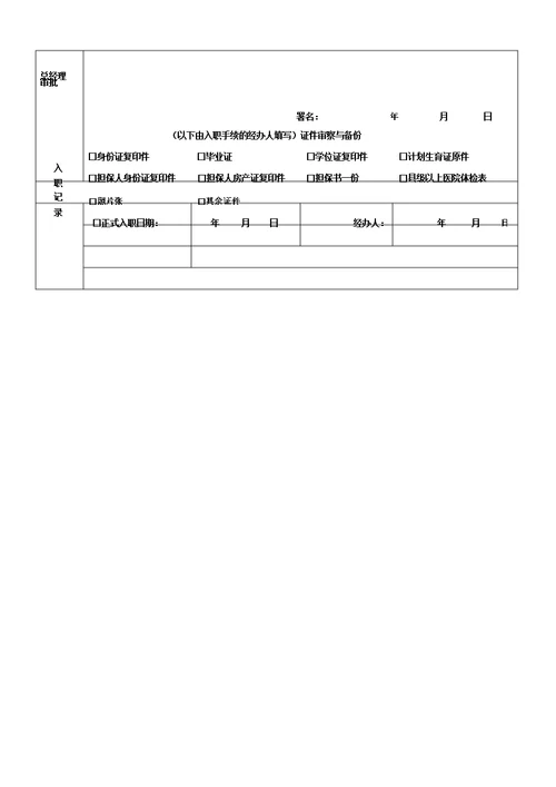 入职申请表格范例模板范例
