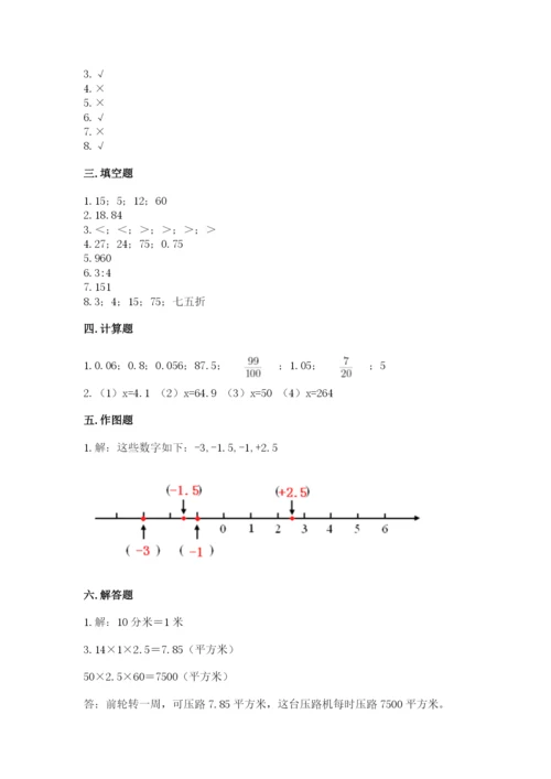 人教版六年级下册数学期末测试卷附答案（轻巧夺冠）.docx