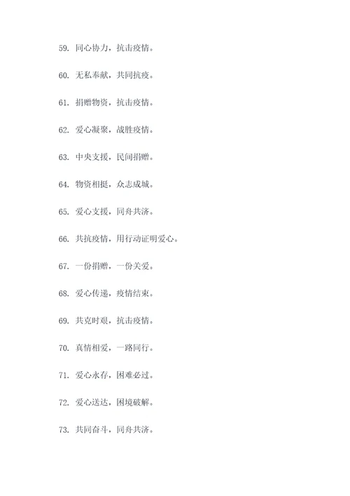 疫情间捐赠物资的标语