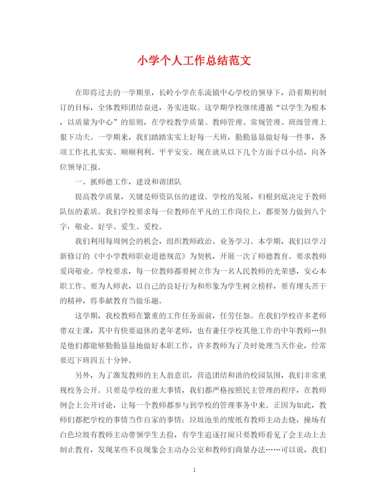 精编之小学个人工作总结范文.docx