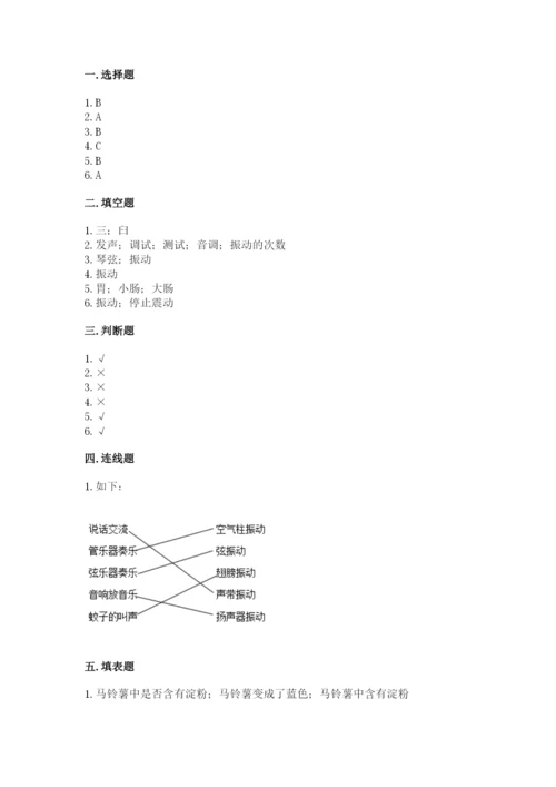 教科版科学四年级上册第二单元《呼吸和消化》测试卷word版.docx