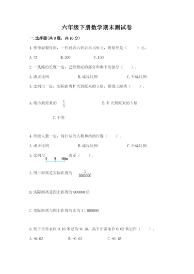 六年级下册数学期末测试卷带答案（轻巧夺冠）.docx