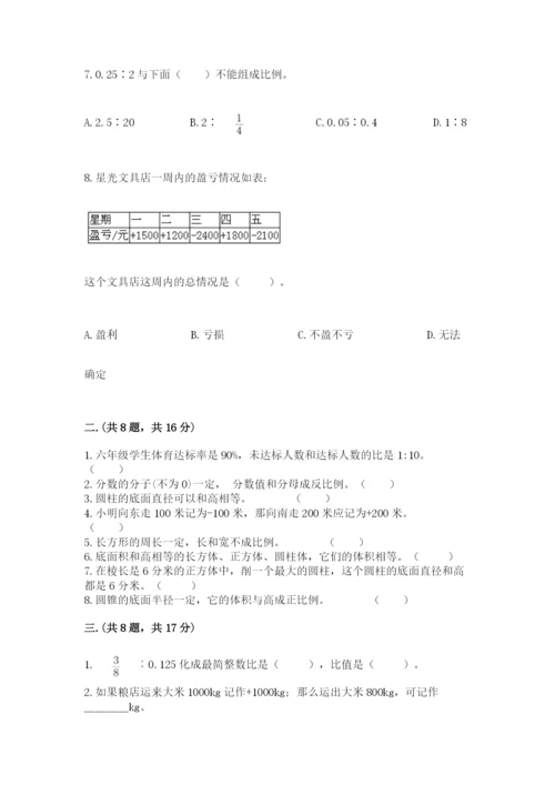 人教版数学六年级下册试题期末模拟检测卷附答案（培优）.docx