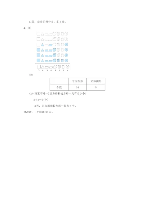 2022一年级数学下学期期末测试卷(二) 新人教版.docx