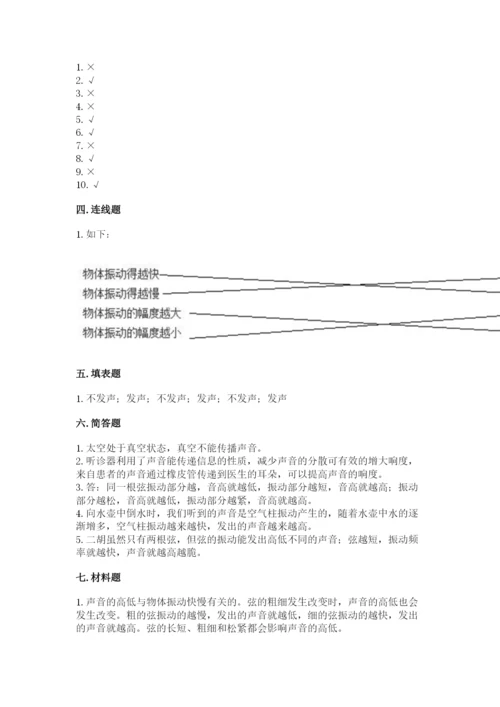 教科版科学四年级上册第一单元声音测试卷附完整答案（典优）.docx