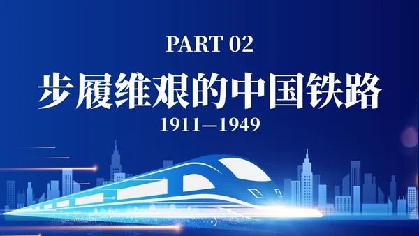 蓝色简约中国铁路发展史主题PPT模板