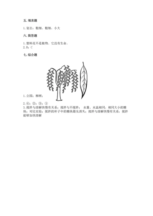 教科版科学一年级上册第一单元《植物》测试卷含完整答案（考点梳理）.docx
