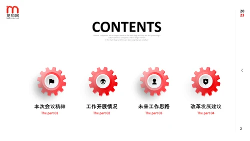 红色微立体公司工作务虚会PPT