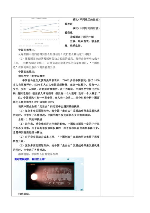 【核心素养目标】4.1 中国的机遇与挑战表格式教案
