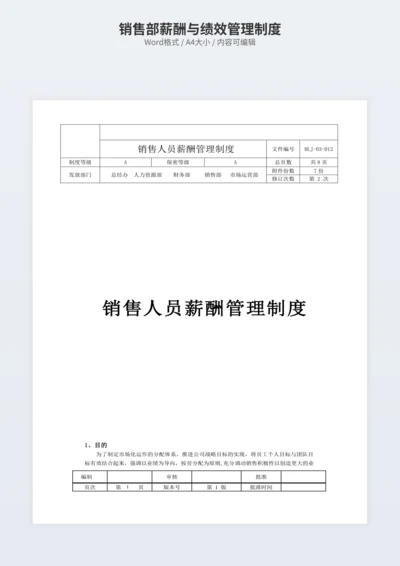 销售部薪酬与绩效管理制度