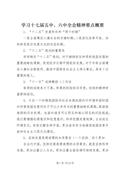 学习十七届五中、六中全会精神要点概要.docx