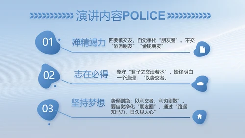 蓝色公安人民警察工作总结PPT