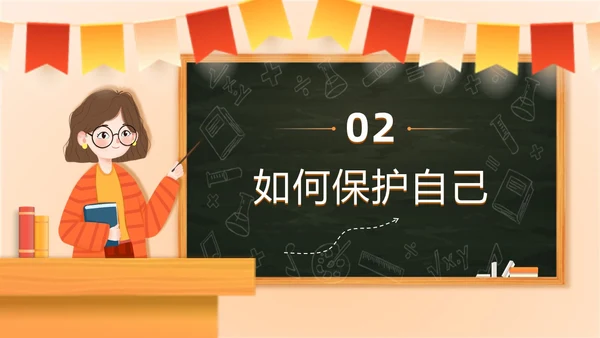 黄色卡通黑板风简约保护自己勇敢说不幼儿园校园欺凌PPT课件