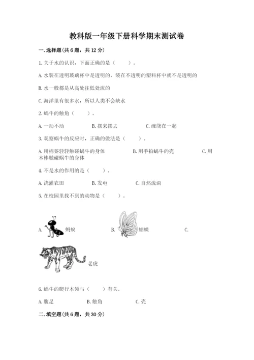 教科版一年级下册科学期末测试卷【巩固】.docx