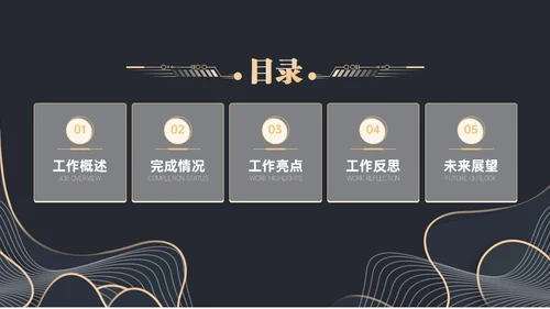 黑金等高线高端年终汇报通用PPT模板