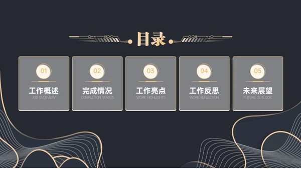 黑金等高线高端年终汇报通用PPT模板