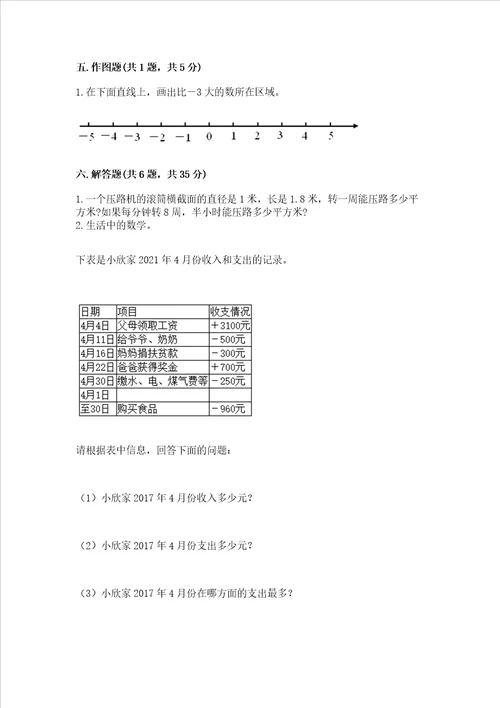 小学六年级下册数学 期末测试卷及答案名校卷