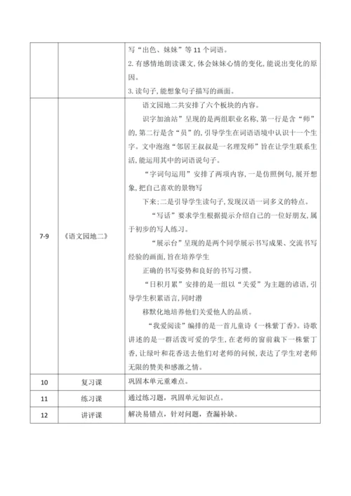 统编版语文二下第二单元整体备课设计