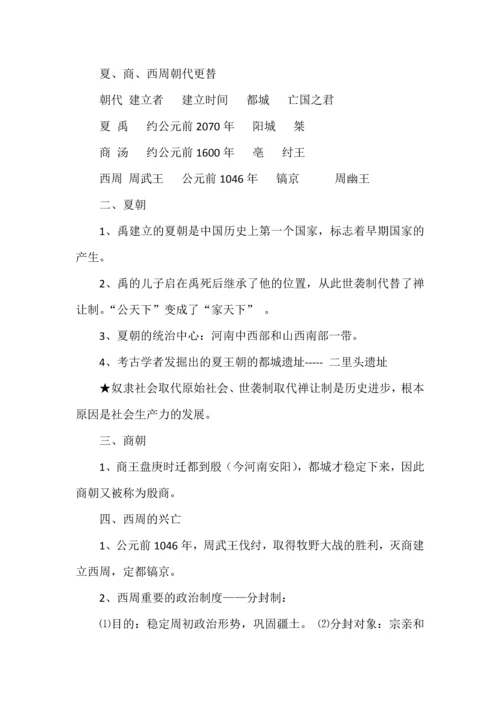 七年级上册历史全册知识速记手册（1-10课）.docx