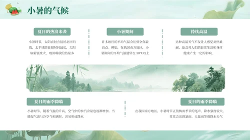 绿色简约清新小暑课件通用PPT模板
