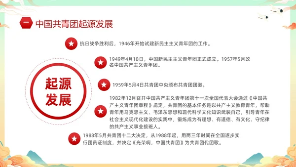 黄色国潮风庆祝中国共青团建团101年课件PPT五四青年节
