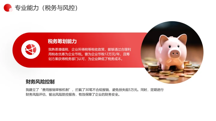 红色简约通用版大学生求职个人综合展示职业生涯规划（财务方向）