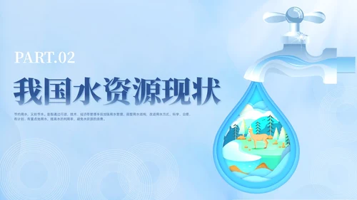 蓝色撕纸风节约用水主题班会世界水日