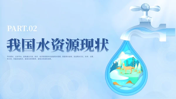 蓝色撕纸风节约用水主题班会世界水日