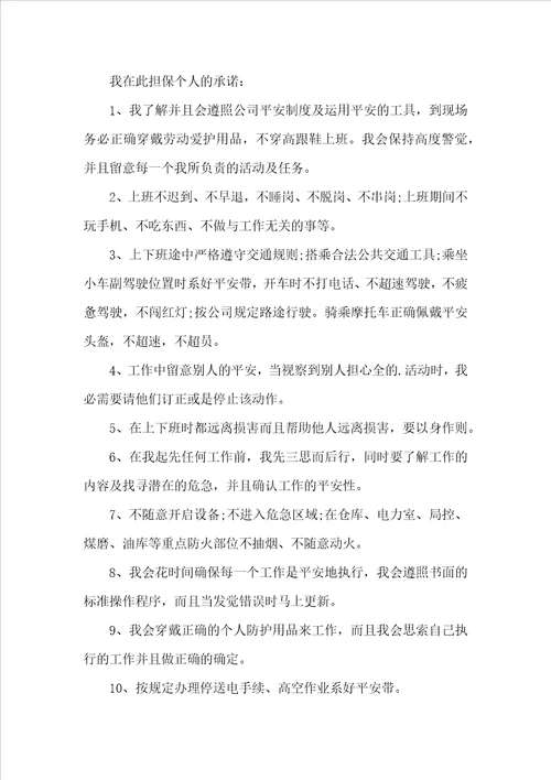 个人安全承诺书范本精选10篇