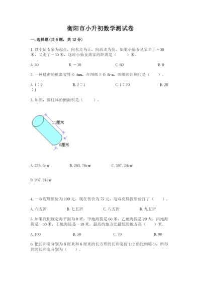 衡阳市小升初数学测试卷a4版.docx