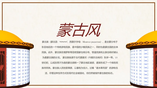 蒙古族蒙古文化内蒙古大草原动态PPT模板
