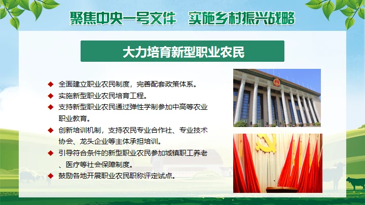 草原农场实施乡村振兴战略通用PPT模板