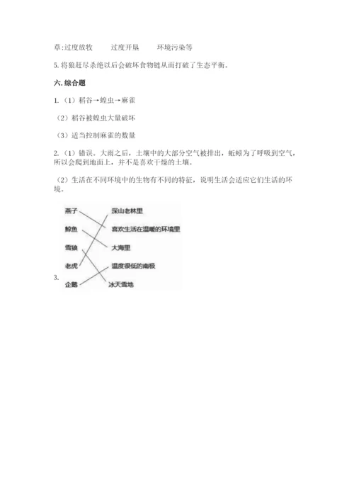 教科版科学五年级下册第一单元《生物与环境》测试卷含答案【培优】.docx