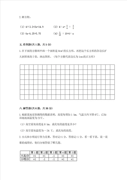 小学六年级下册数学期末测试卷精品典优