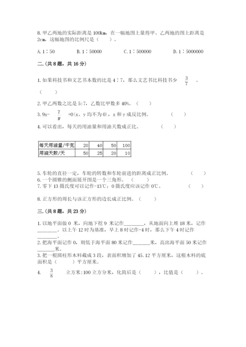 人教版数学六年级下册试题期末模拟检测卷附完整答案【考点梳理】.docx