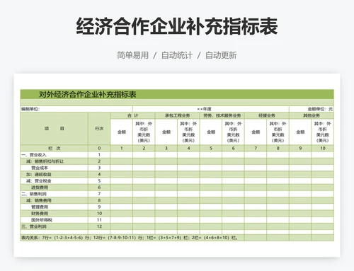 经济合作企业补充指标表