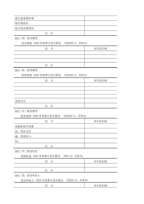 审计报告会计报的表附注说明新