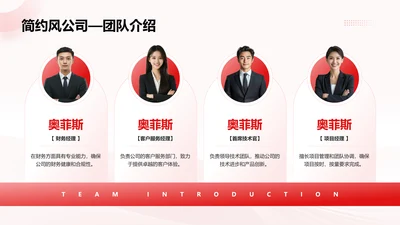 红色简约风公司团队成员介绍页