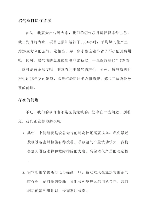 沼气运行情况汇报
