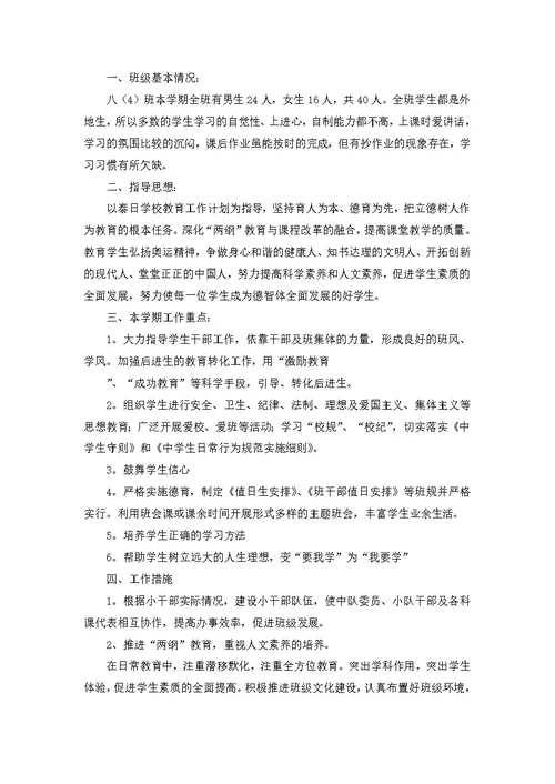 班主任工作实习计划合集八篇