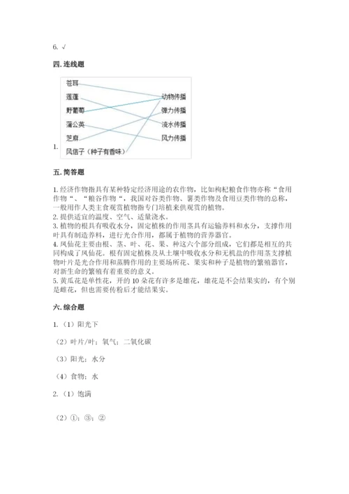 教科版科学四年级下册第一单元《植物的生长变化》测试卷（预热题）.docx