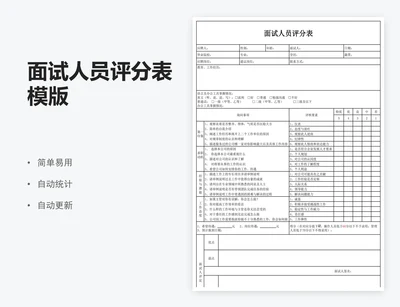 面试人员评分表模版