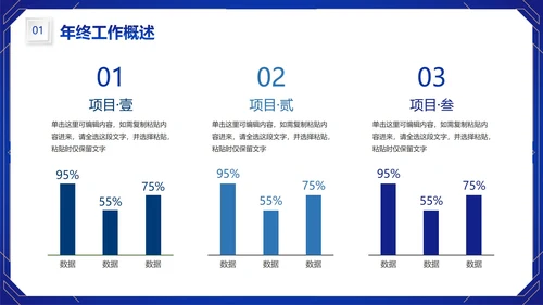 蓝色渐变烟花年终总结汇报PPT模板