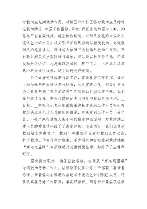 2023寒冬送温暖专项救助行动工作总结五篇.docx