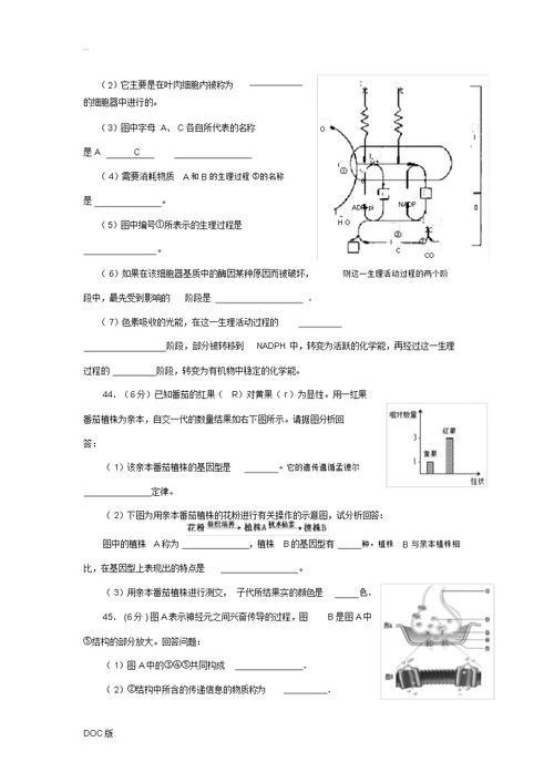 湖南省湘潭市2012年高二生物学业水平考试模拟试卷试题(4)文