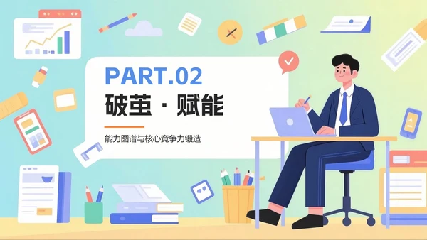 活泼渐变插画风大学生职业规划PPT模板